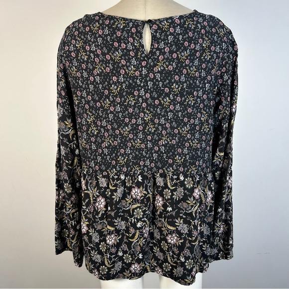 ❤️ VENUS Black Floral Blouse with Pink and Yellow Details L - Picture 3 of 10